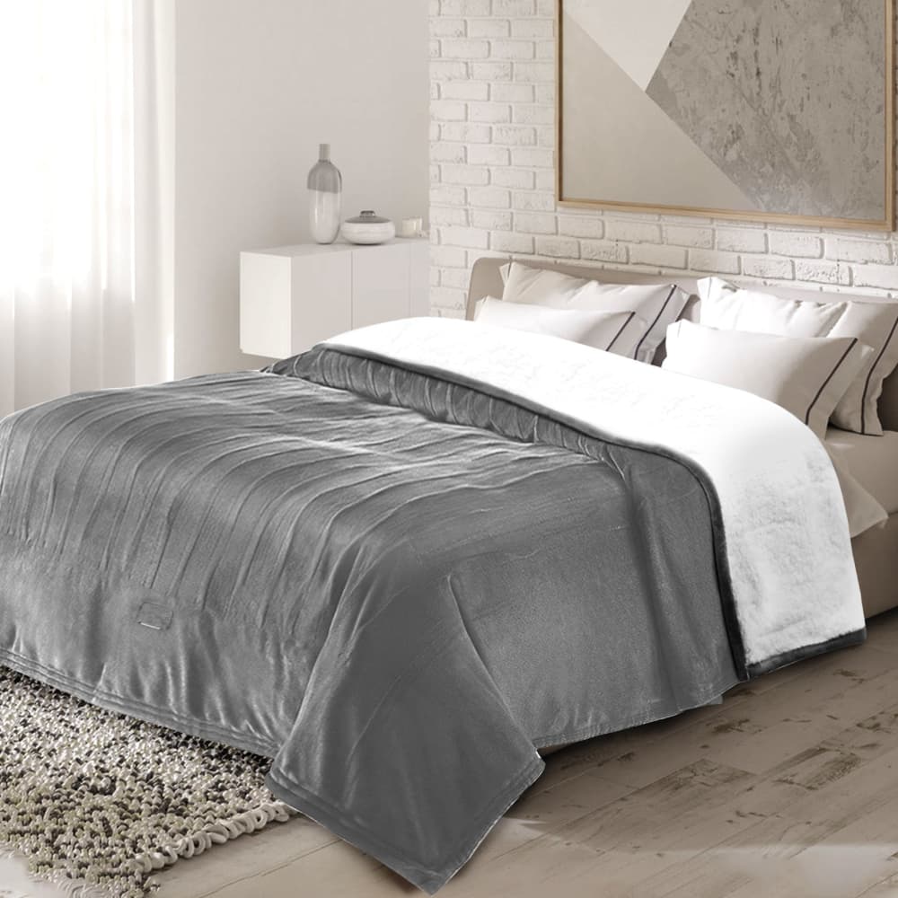 Electric Heated King Size Fleece Blanket With Dual Controller Auto Off Main image