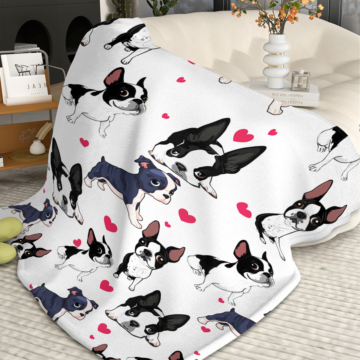 1pc Adorable Fleece Dog Blanket - Soft, Cozy, Lightweight, Warm, Flannel Throw For Couch, Bed, Sofa, Living Room Decor - Perfect For Snuggling Up On Chilly Days 75x100cm,130x150cm,150x200cm with dog prints.