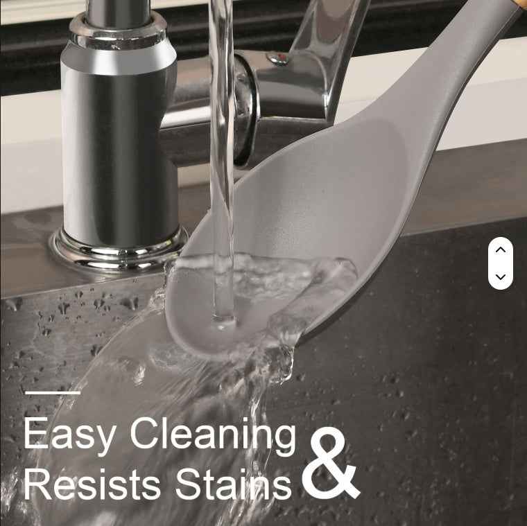 Non-Stick Silicon 12 Pcs Heat Resistant Wooden Handle Kitchen Cooking Utensils Set, Gray Color