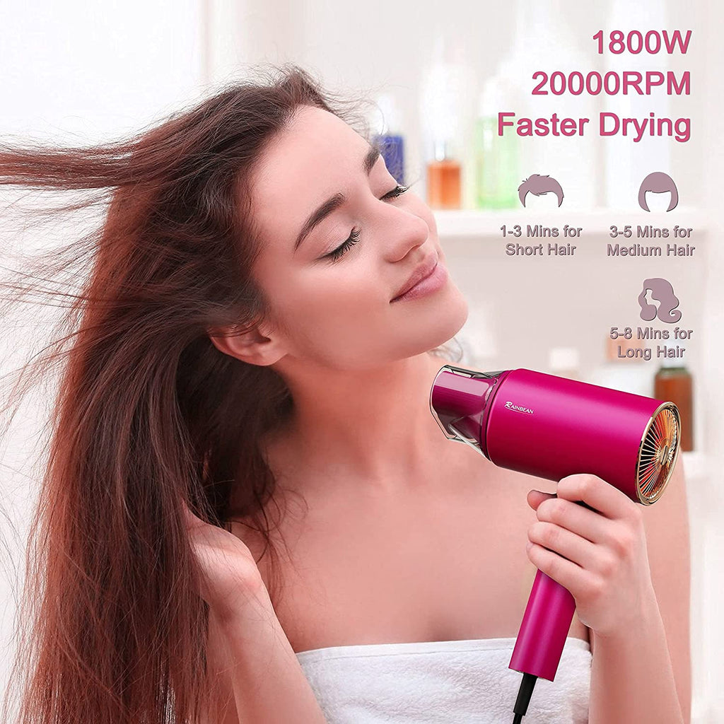 Water Ionic Hair Dryer 1800W With Magnetic Nozzle 2 Speed 3 Heat Travel