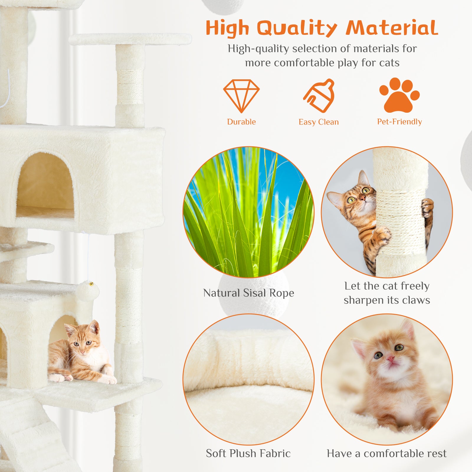 Multi Functional Cat Treehouse Cat Climbing Frame for Indoor Cats
