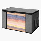 90L Large Storage Bags, 6 Pack Clothes Storage Bin, Foldable Closet Organizers Containers With Handle, Nov-woven Fabric Storage Bag For Clothing, Blanket, Comforter, Bed Sheet, Pillow Grey.