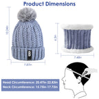 1Set Winter Beanie Hat Scarf Set Women Warm Knitting Skull Cap Neck Warmer For Walking Running Hiking Camping Outdoors Gift dimensions.