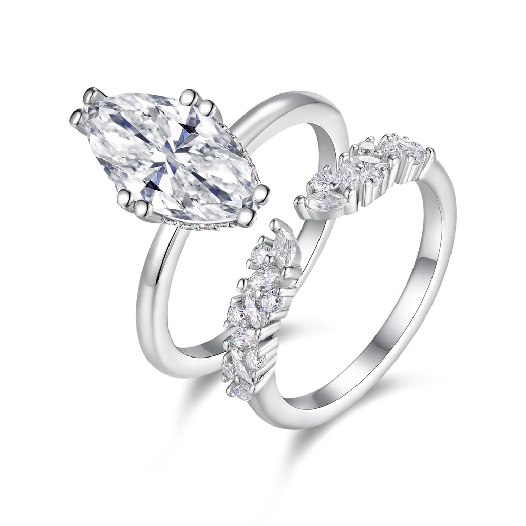 Fashionable Men's And Women's Ring, Jewelry Set With Moissanite, Sterling Silver, Platinum-plated