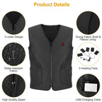 USB Heated Vest, Heat Jacket with 3 Adjustable Heating Gears, Warm Fleece Lined Coat for Men & Women