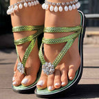 Floral Pattern Flip-Flops Comfortable Casual Summer Beach Slippers - Anklet Not Included