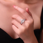 Fashionable Men's And Women's Ring, Jewelry Set With Moissanite, Sterling Silver, Platinum-plated