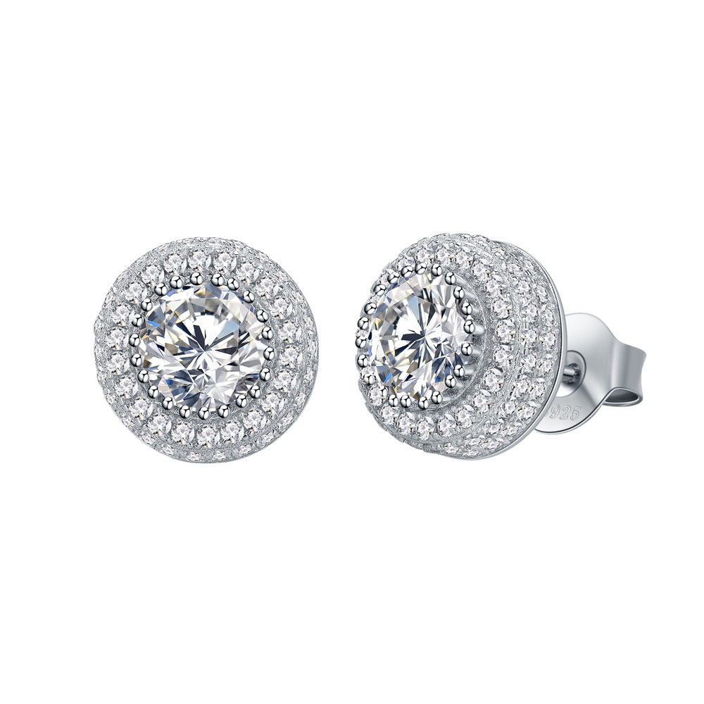 Hip Hop Wedding Zircon Stud Earrings Sparkling Unisex Daily Jewelry