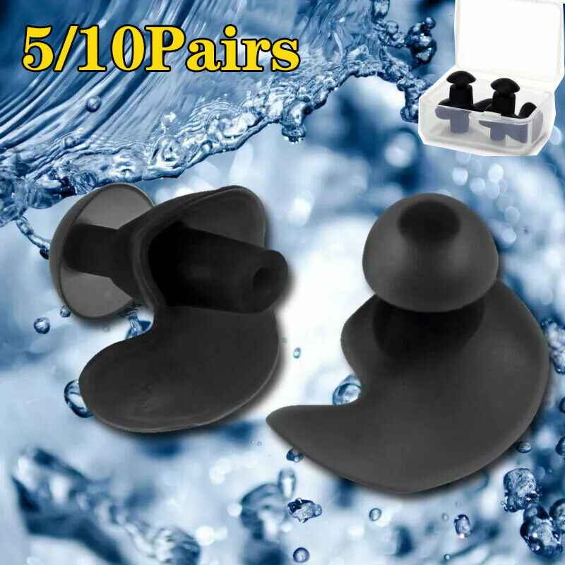 5  10 Pairs Soft Silicone Ear Plugs For Swimming Sleeping Anti Snore With Case UK