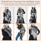 1Pc Women Winter Warm Scarf 74.8x25.6In Long Soft Knitted Shawl Extra Thick Plaid Blanket Wrap Cape in multiple styles and uses.