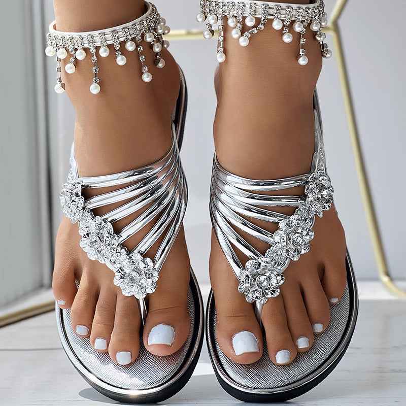 Floral Pattern Flip Flops Comfortable Casual Summer Beach Slippers