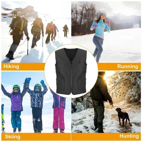USB Heated Vest, Heat Jacket with 3 Adjustable Heating Gears, Warm Fleece Lined Coat for Men & Women