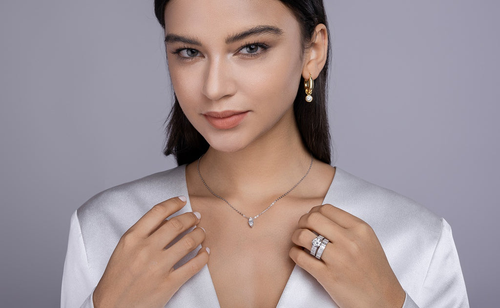 Vanilla Moissanite Jewelry Set In S925 Silver With Platinum Plating