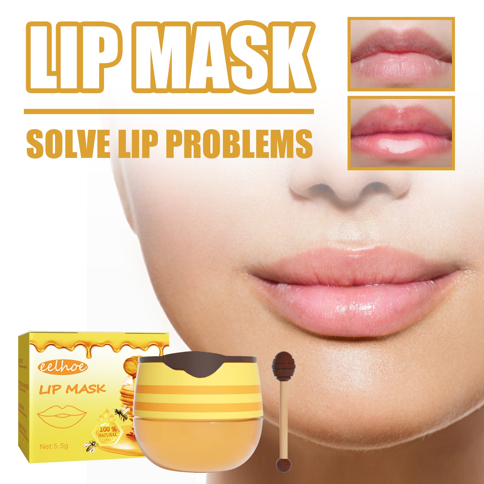 EELHOE Honey Lip Mask Moisturizing Exfoliating Lip Care Bee Lipstick Main image