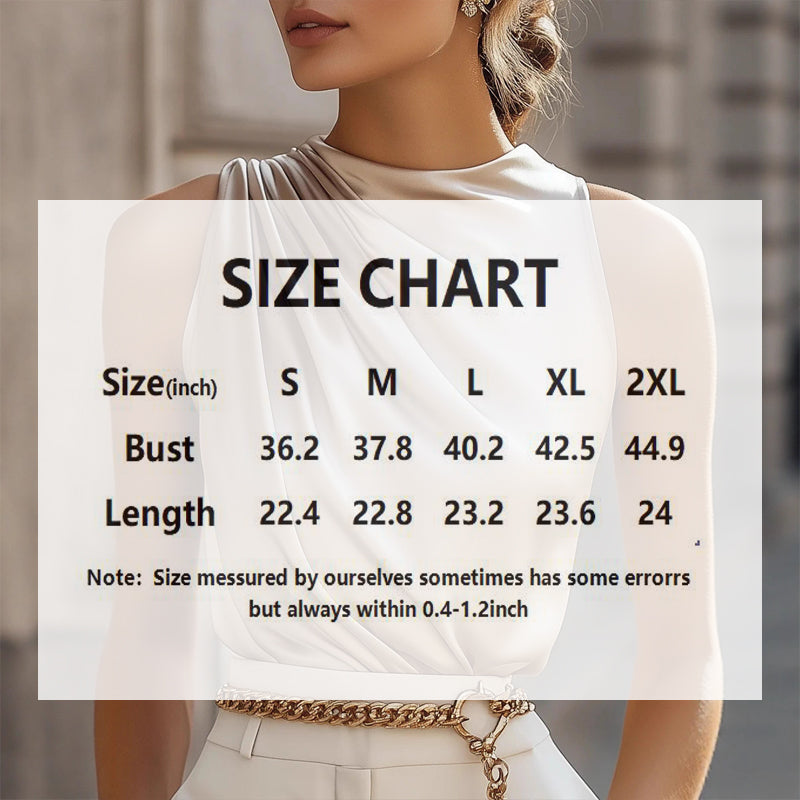 Women's Elegant Sleeveless Mock Neck Top Ruffle Detail Blouse