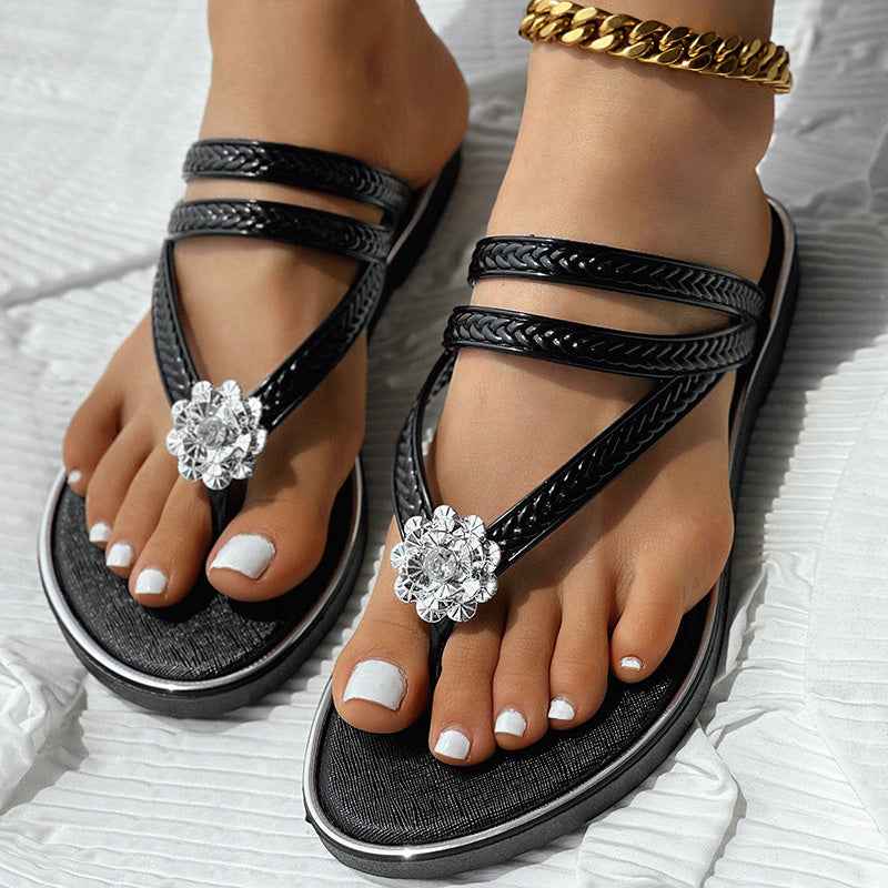 Floral Pattern Flip-Flops Comfortable Casual Summer Beach Slippers - Anklet Not Included