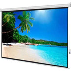 100" Motorized Projector Screen 4:3 Matte White with Remote, Wall/Ceiling Mount for Home Theater, Classroom, and Office Presentations