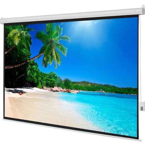 100" Motorized Projector Screen 4:3 Matte White with Remote, Wall/Ceiling Mount for Home Theater, Classroom, and Office Presentations