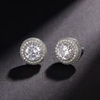 Hip Hop Wedding Zircon Stud Earrings Sparkling Unisex Daily Jewelry