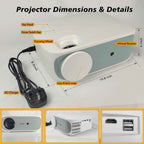 TECDIGBO Smart Projector C55, Native 1080P with UHD 4K Support, High-Definition Home Theater Projector, White (US Version)