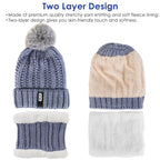 1Set Winter Beanie Hat Scarf Set Women Warm Knitting Skull Cap Neck Warmer For Walking Running Hiking Camping Outdoors Gift