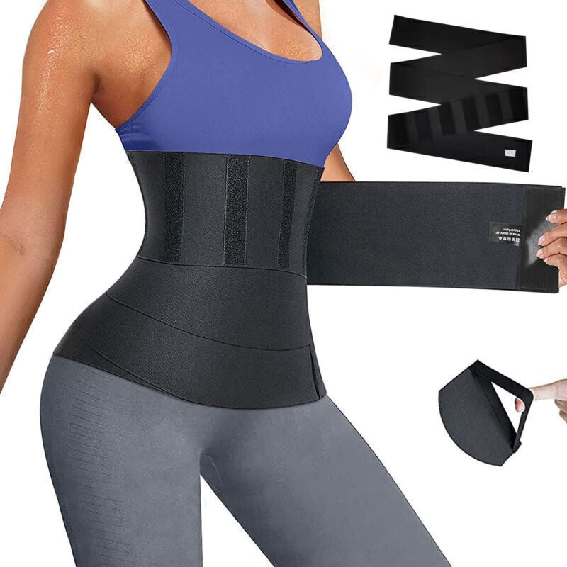 Invisible Wrap Waist Trainer Tape Adjustable Tummy Shapewear on a model showcasing its adjustable features and design.
