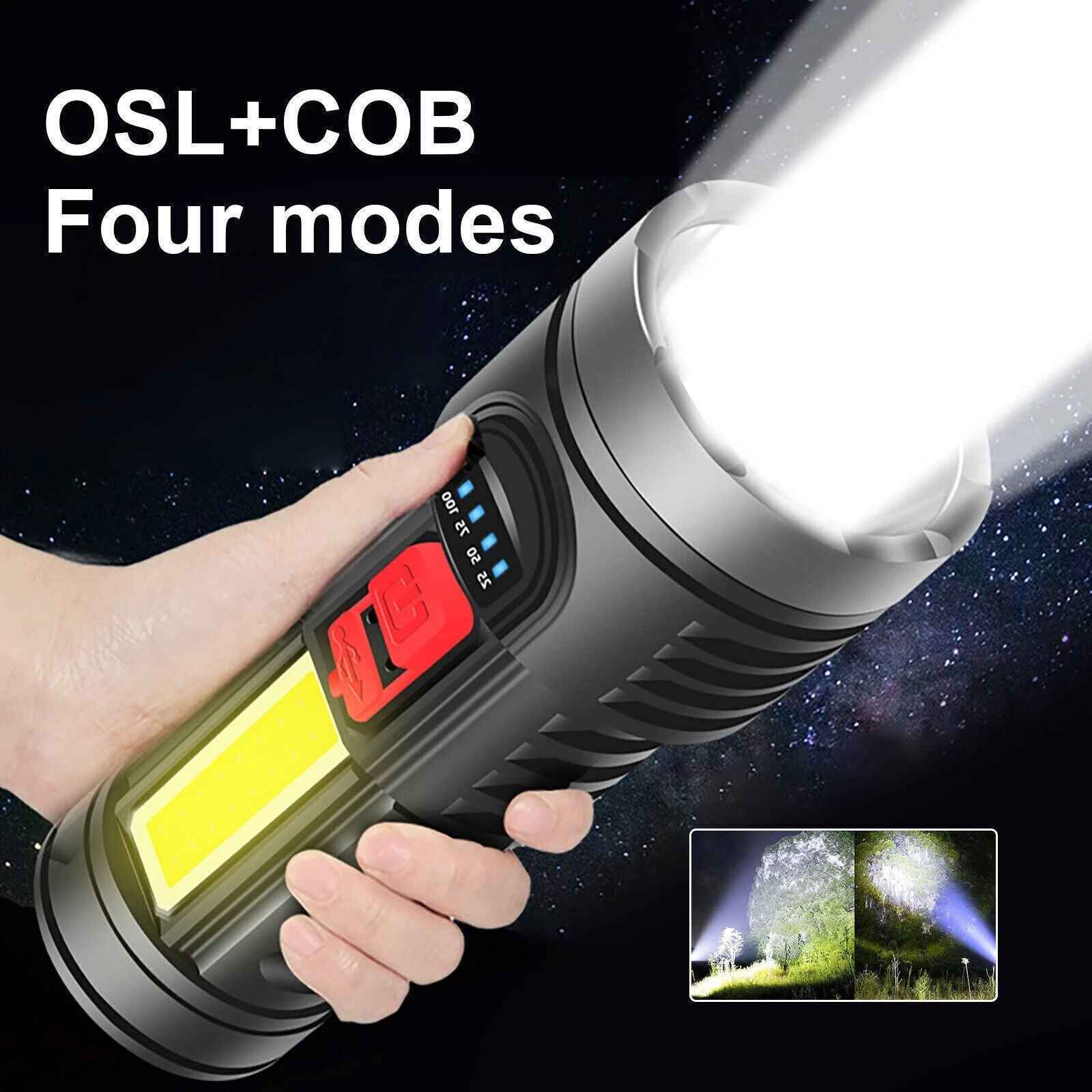 LED Flashlight Torch Rechargeable Work Light Built-in Battery Main image