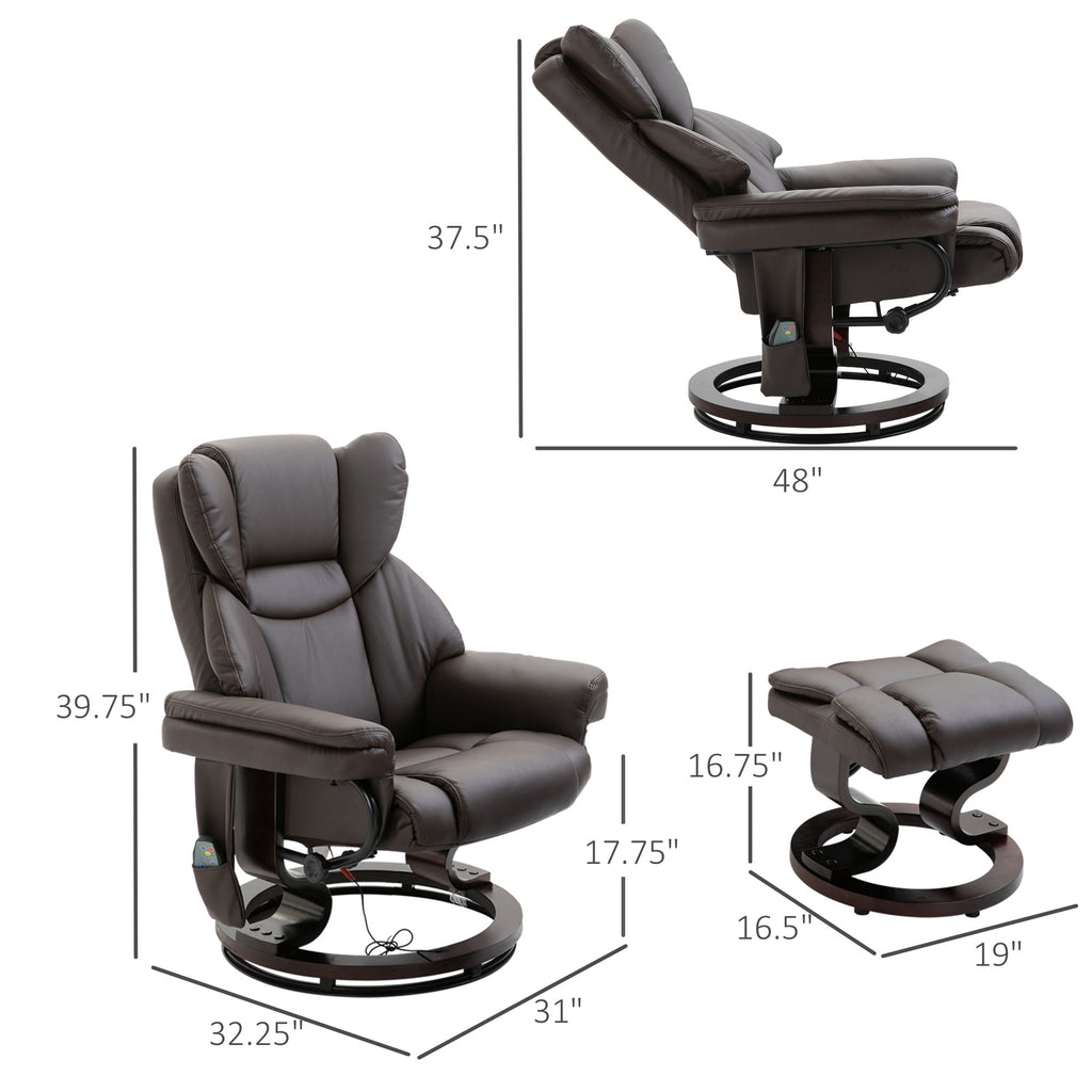 Massage Sofa Recliner Chair w/ Footrest 10 Vibration Points