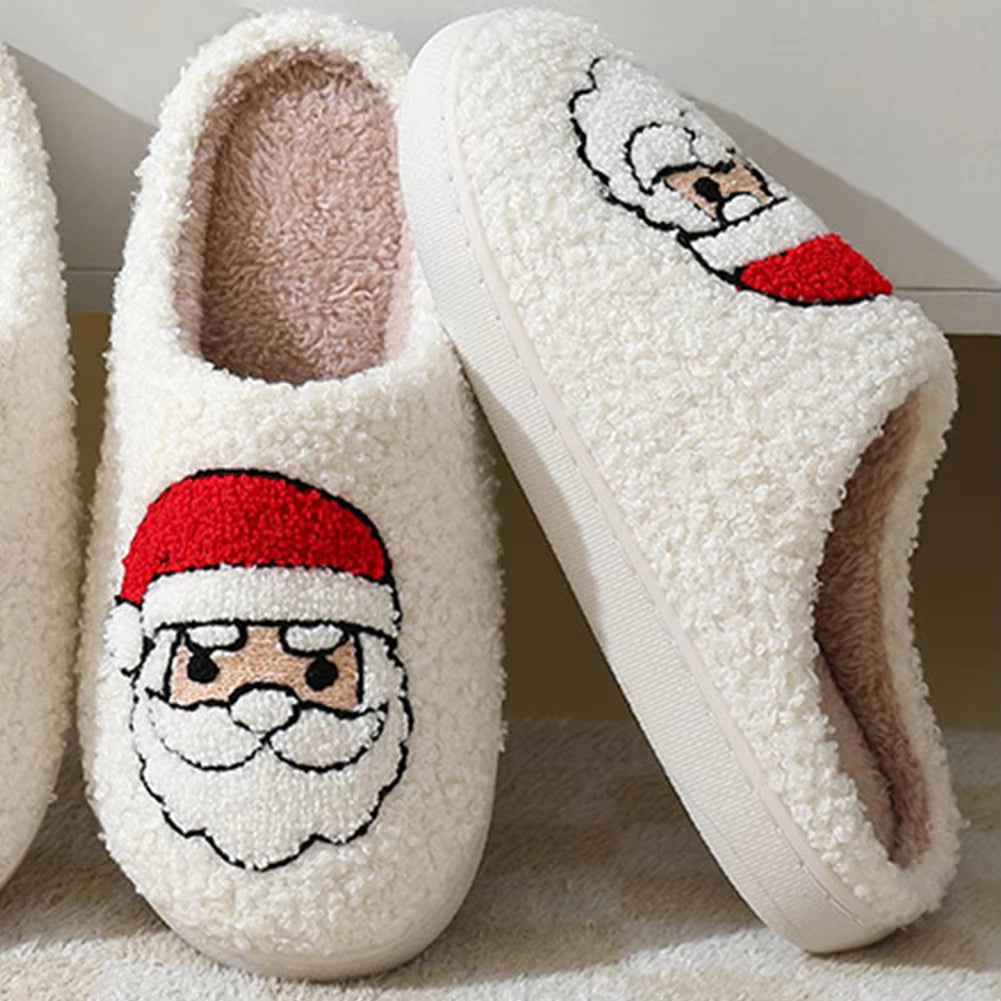 Christmas Slippers Reindeer Slippers For Women And Men Holiday Halloween Slippers Indoor Bedroom Fluffy Warm Fleece Slippers Winter Soft Cozy Home Non-Slip Soft Plush Slip-on Wool Lined House Shoes Main image