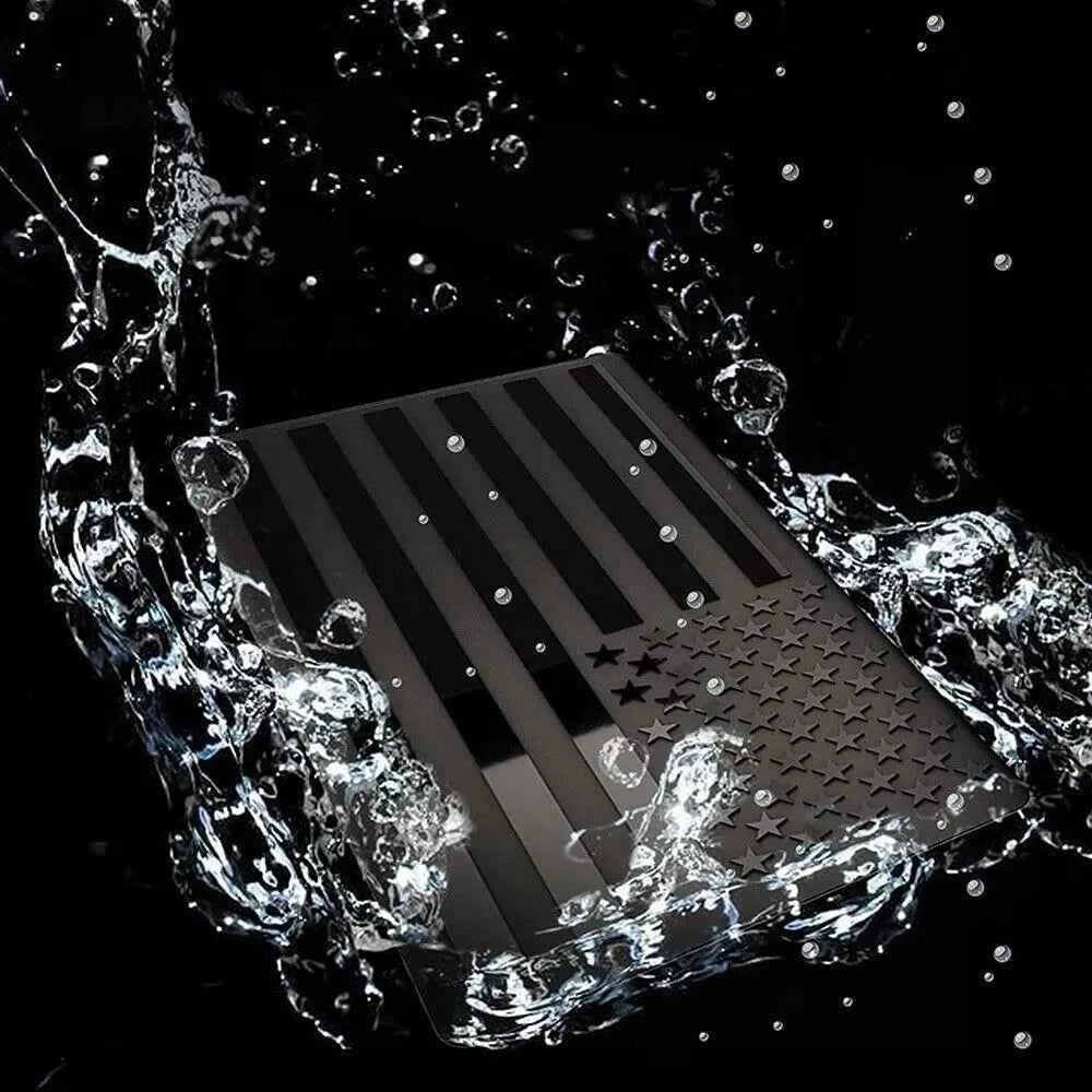 2PCS Metal USA Flag Car Truck Sticker – American Patriotic Emblem Decal, Black, Weather-Resistant Durable Design