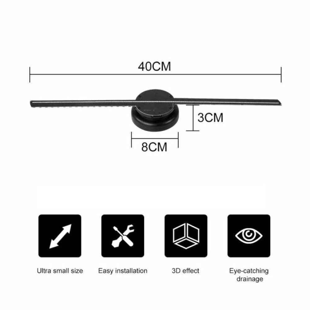 3D Hologram Fan Naked-eye Projector Holiday Gifts, Holiday Lighting, Party Lighting