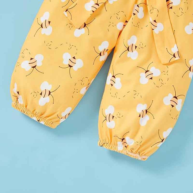 Infant Baby Girl Sweet Bee Outfits Letter Print Romper Honey Bees Pants Bowknot Headband Clothes Set