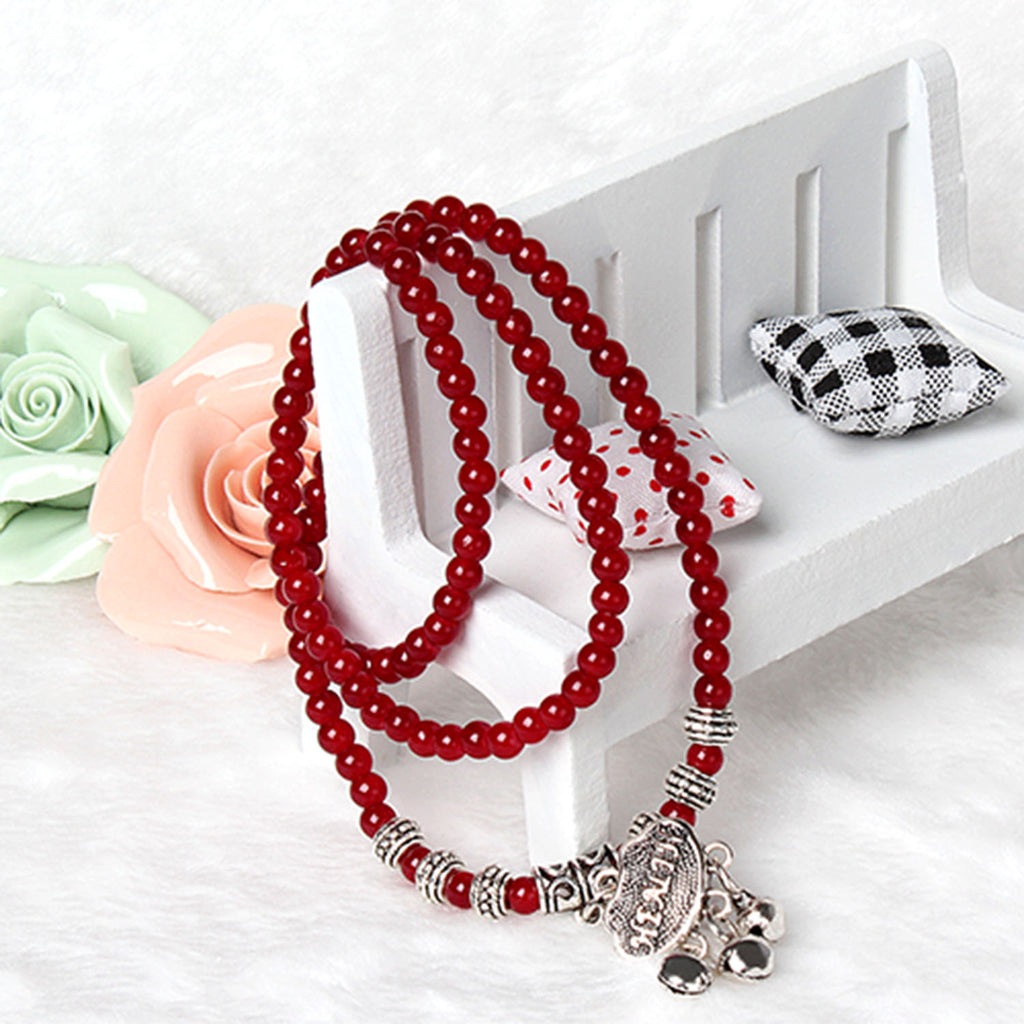 Red Agate Beaded Good Lock Bracelet Amulet For Daily Energy