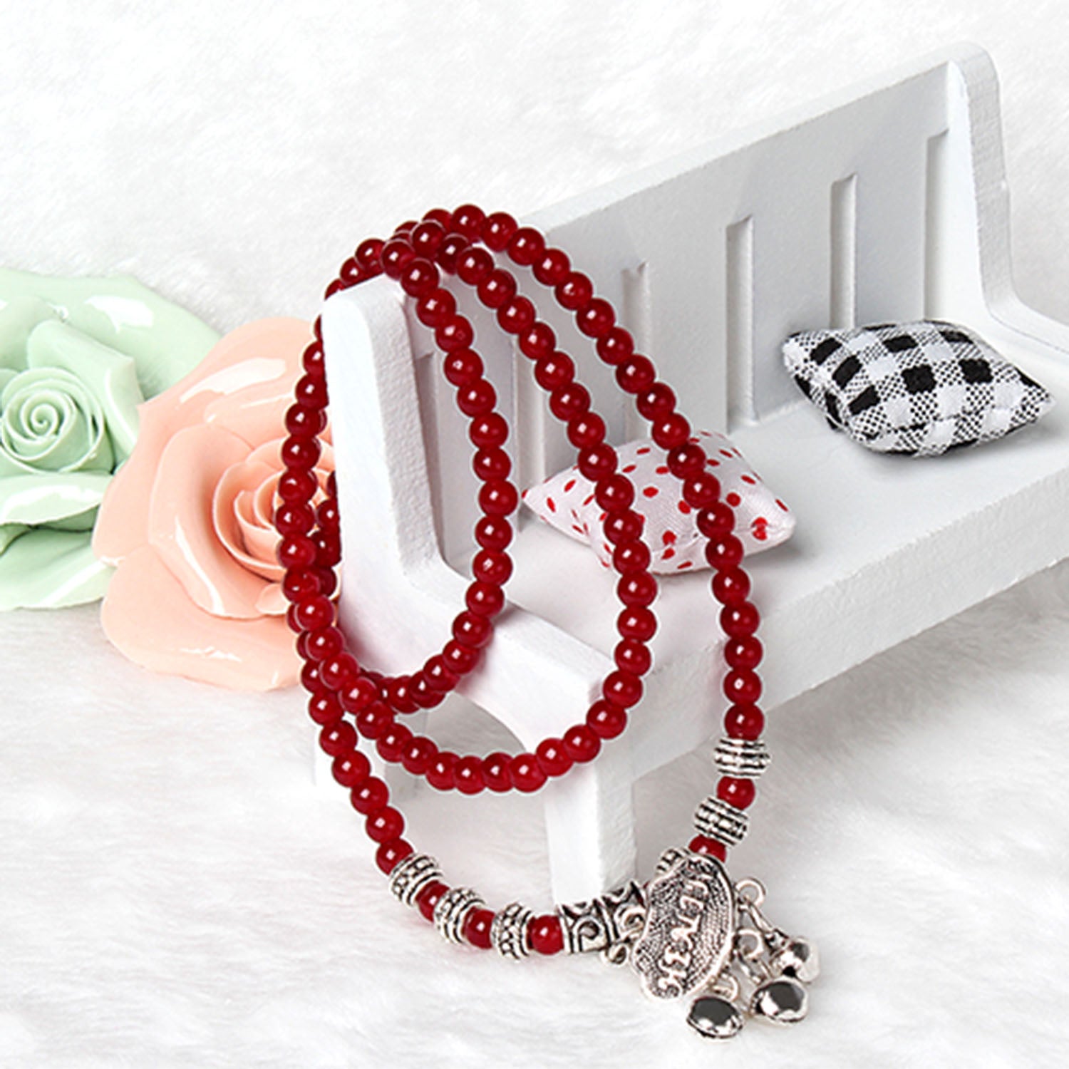 Red Agate Beaded Good Lock Bracelet Amulet For Daily Energy