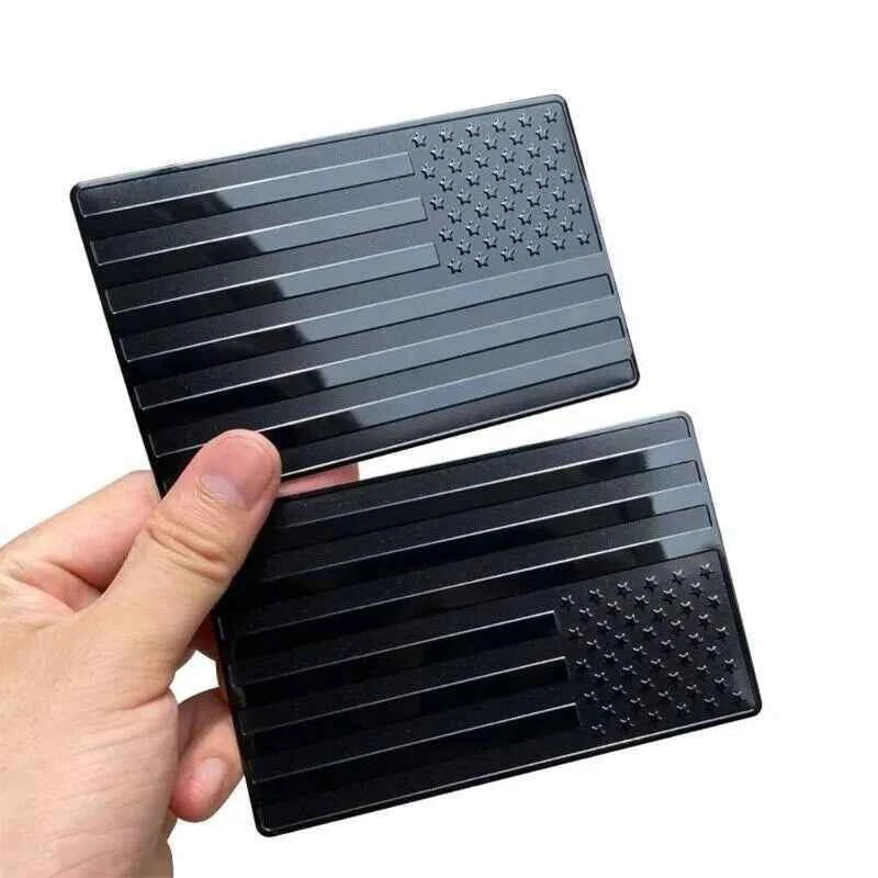 2PCS Metal USA Flag Car Truck Sticker – American Patriotic Emblem Decal, Black, Weather-Resistant Durable Design