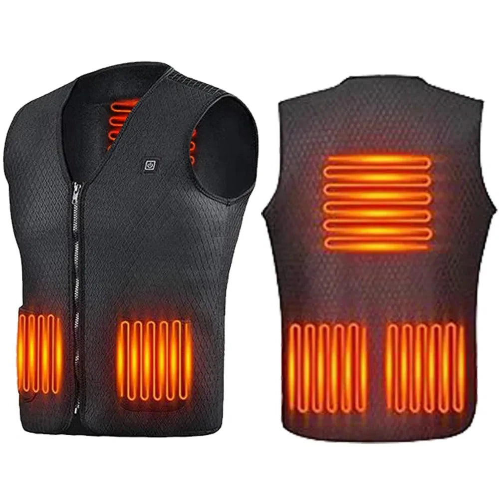 USB Heated Vest, Heat Jacket with 3 Adjustable Heating Gears, Warm Fleece Lined Coat for Men & Women