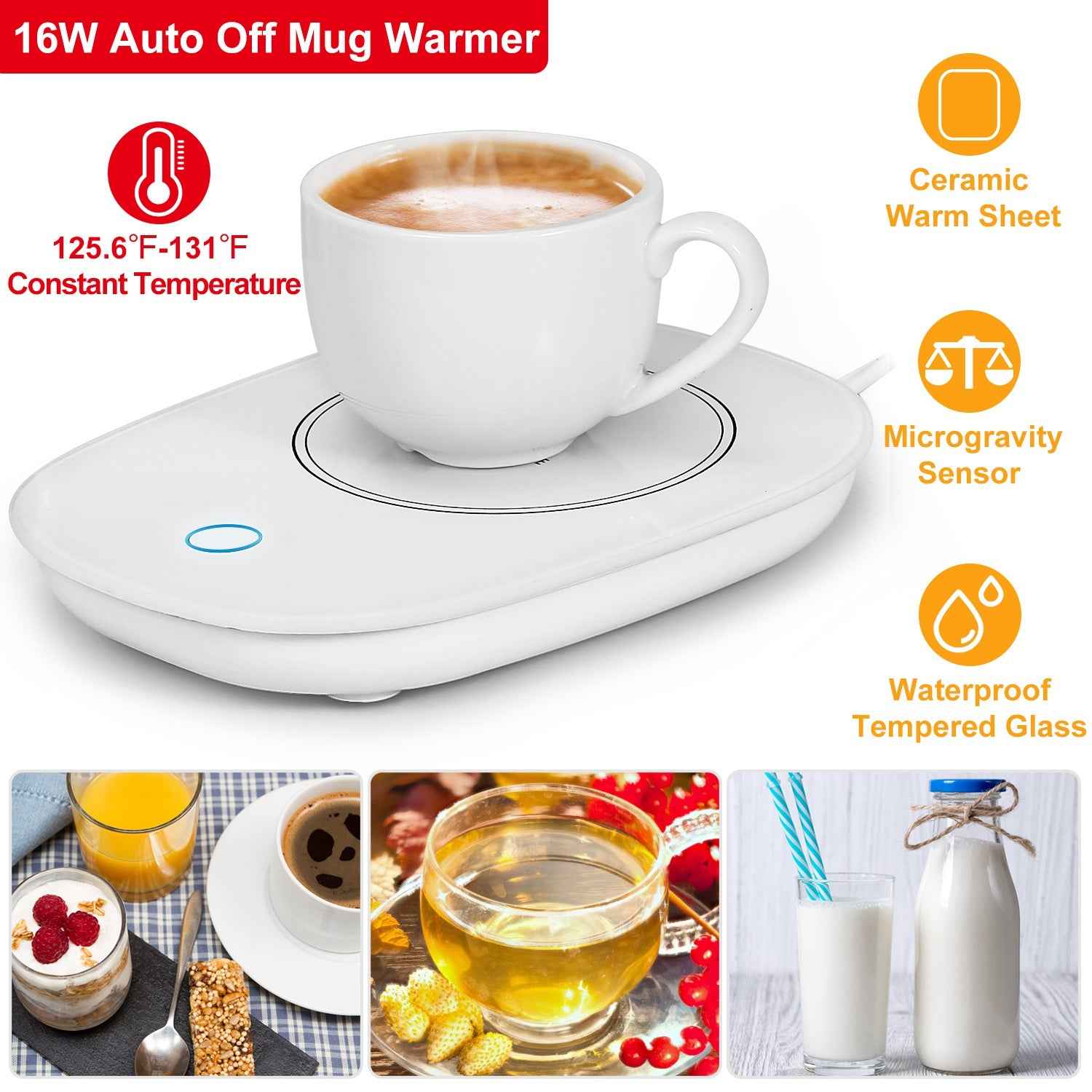 1Pc Coffee Mug Warmer Cup Warmer Auto Shut Off Coffee Tea Milk Electric Heater Pad Office Home Desk Electric Beverage Warmer Mat Main image