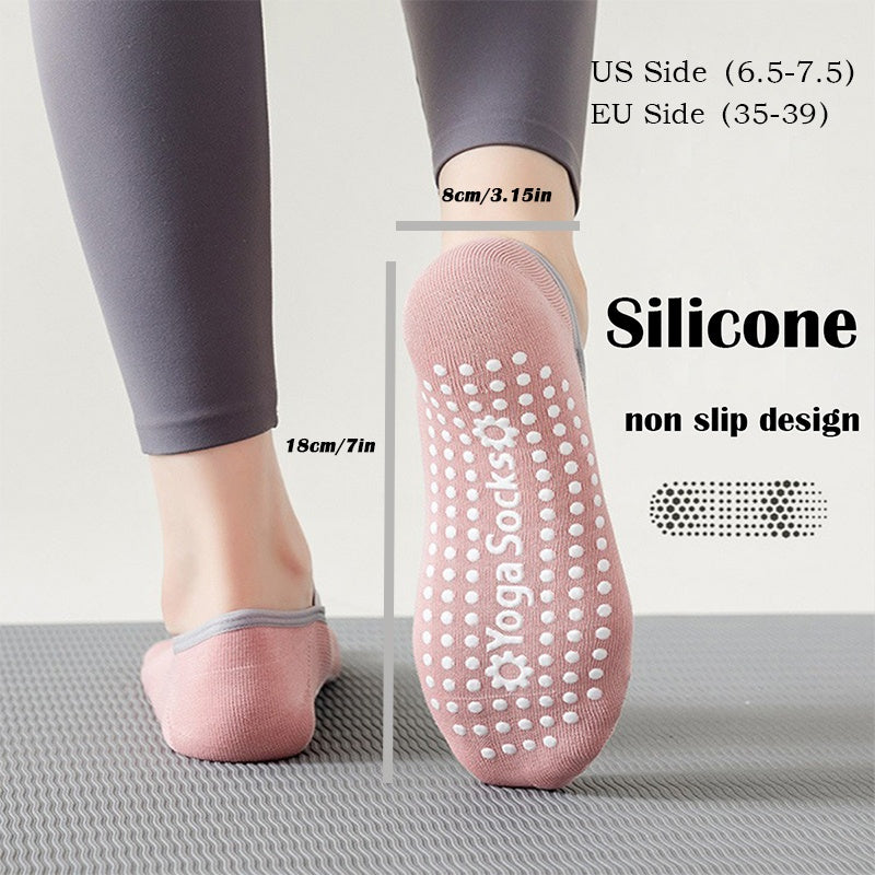 3 Pairs Yoga Socks For Women Non-Slip Grips Straps For Added Balance And Stability Ideal For Pilates Pure Barre Ballet Dance Barefoot Workout with silicone non-slip design.