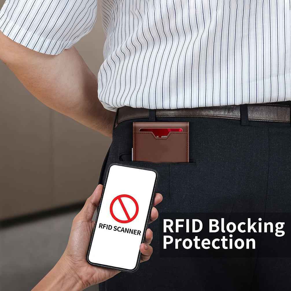 Genuine Leather Bifold Wallet Men, RFID Shielding Wallet Front Pocket Wallet, Suitable For Son And Daughter To Send Daddy's Wallet