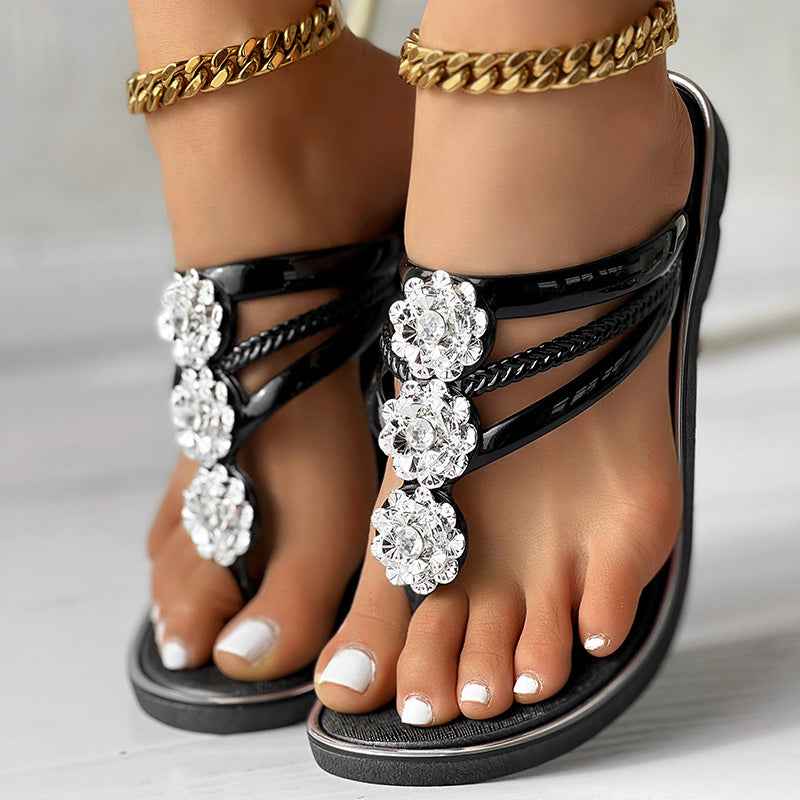 Floral Pattern Flip Flops, Comfortable And Casual Summer Beach Slippers Secondary image