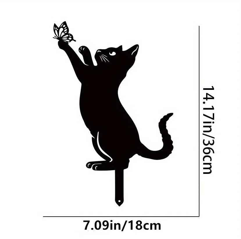 Cat Garden Stakes - Elegant Adorable Family Silhouette Statues, Perfect For Yard