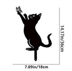 Cat Garden Stakes - Elegant Adorable Family Silhouette Statues, Perfect For Yard