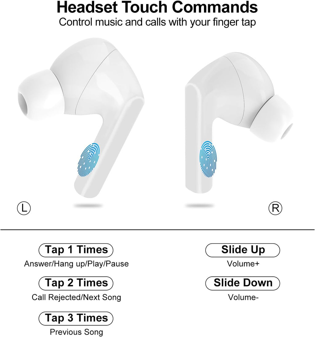 Wireless Earbuds 5.4 Bluetooth ANC ENC Noise Cancelling Touch Control
