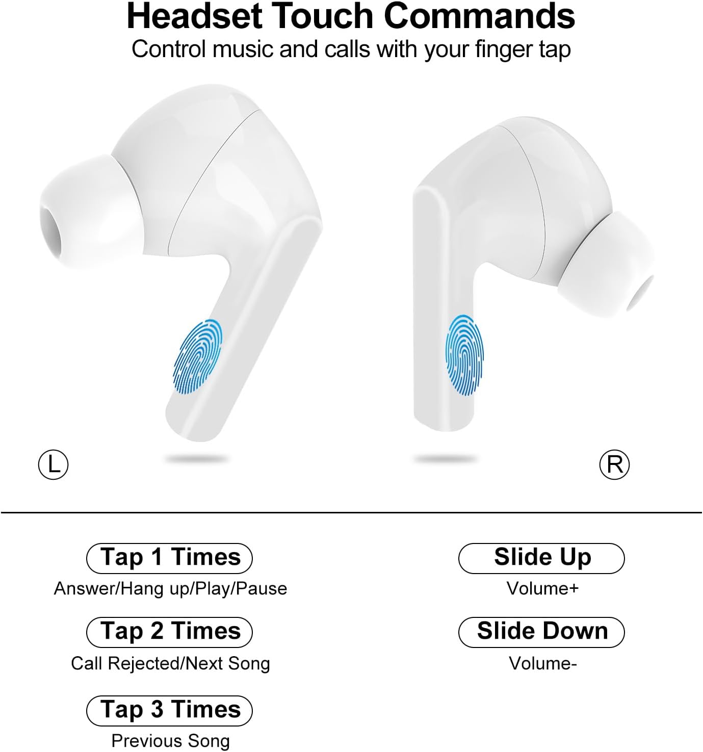 Wireless Earbuds 5.4 Bluetooth ANC ENC Noise Cancelling Touch Control