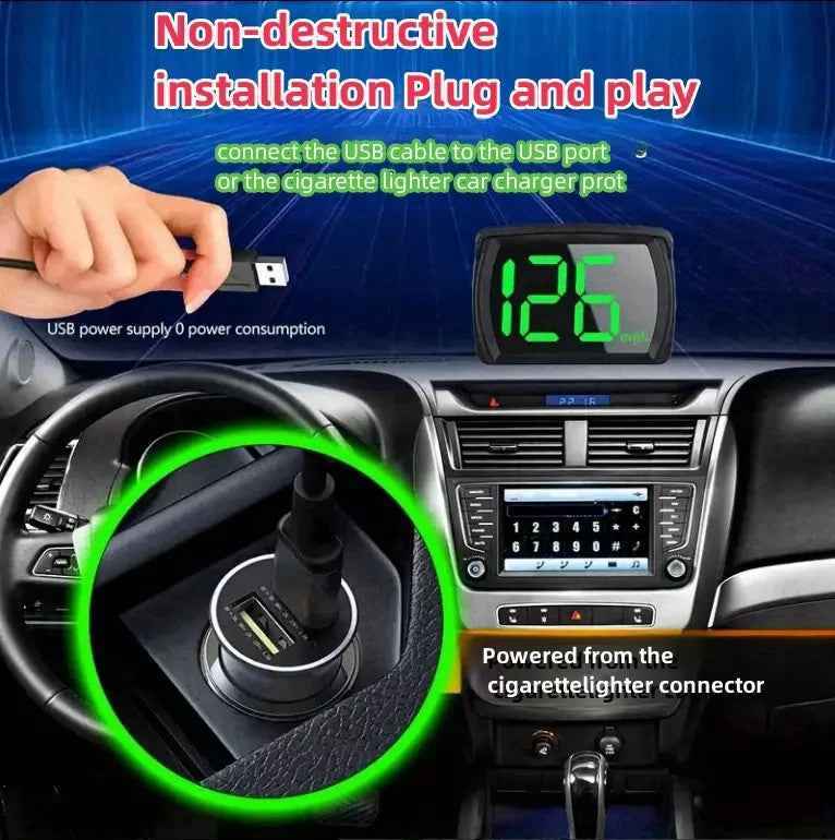 2024 New HUD Car Head-up Display MPH Speed Display 3-inch Multi-function LCD MPH Dashboard Secondary image