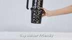 40oz Insulated Stainless Steel Tumbler Handle Straw Lid being held, showcasing cup holder friendly design.