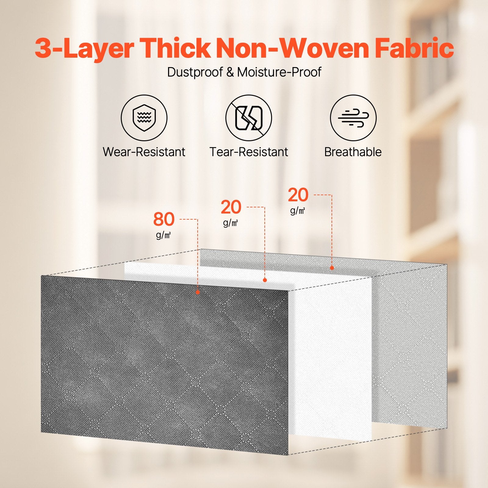 90L Large Storage Bags, 6 Pack Clothes Storage Bin, Foldable Closet Organizers Containers With Handle, Nov-woven Fabric Storage Bag For Clothing, Blanket, Comforter, Bed Sheet, Pillow Grey 3-layer thick fabric